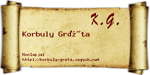 Korbuly Gréta névjegykártya